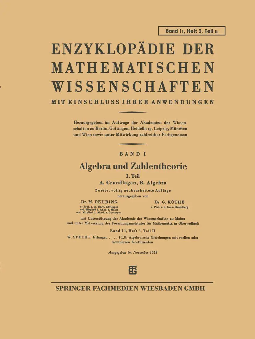 Algebra und Zahlentheorie - G Köthe M Deuring Kartoniert (TB)