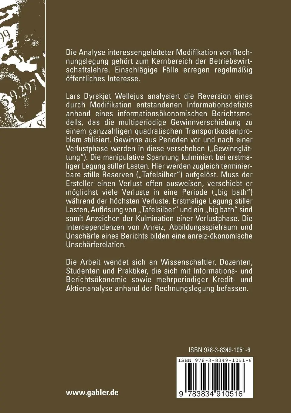 Rückseite: 9783834910516 | Informationsgehalt manipulierbarer Periodenergebnisse | Wellejus | xvi