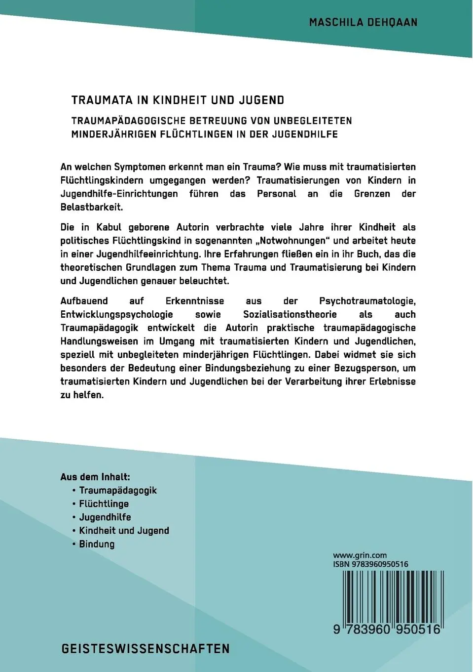 Rückseite: 9783960950516 | Traumata in Kindheit und Jugend. Traumapädagogische Betreuung von...