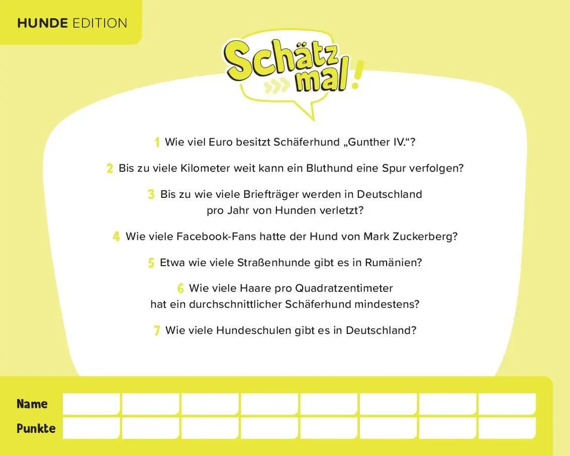 Bild: 9783989760516 | Schätz mal! Hunde Edition | Das Quiz mit Lach- und Staungarantie
