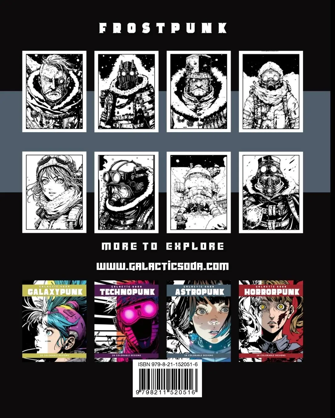 Rückseite: 9798211520516 | Frostpunk (Coloring Book) | 28 Colorable Designs | Galactic Soda