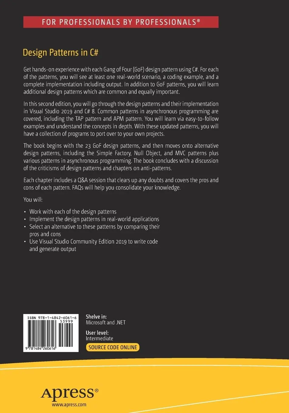 Rückseite: 9781484260616 | Design Patterns in C | A Hands-On Guide with Real-World Examples