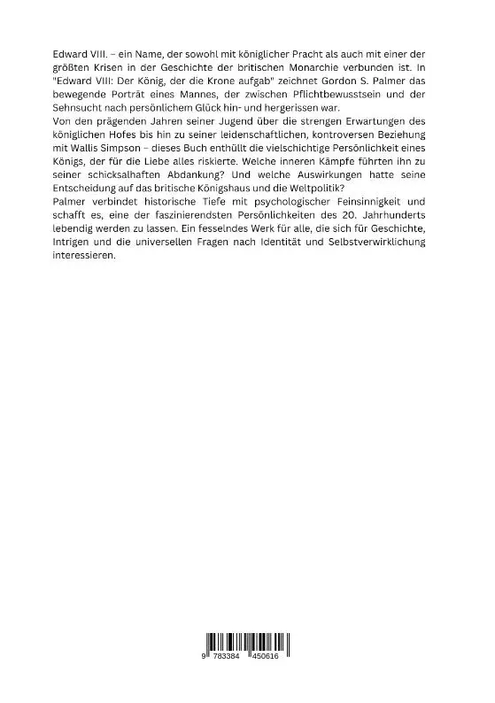 Rückseite: 9783384450616 | Edward VIII: Der König, der die Krone aufgab | Gordon S. Palmer | Buch