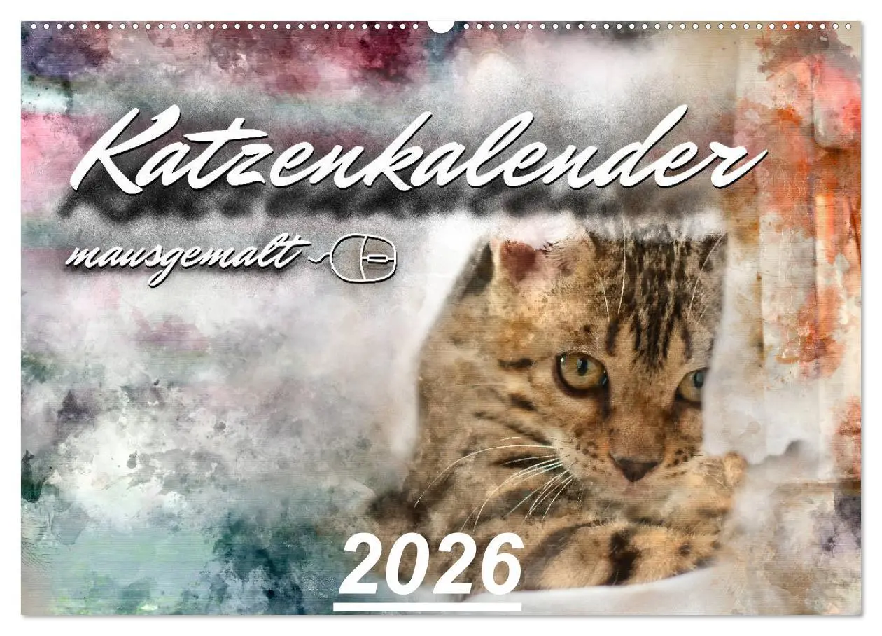 Cover: 9783457880616 | Katzenkalender mausgemalt (Wandkalender 2026 DIN A2 quer), CALVENDO...