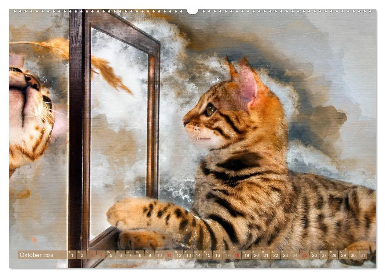 Bild: 9783457880616 | Katzenkalender mausgemalt (Wandkalender 2026 DIN A2 quer), CALVENDO...