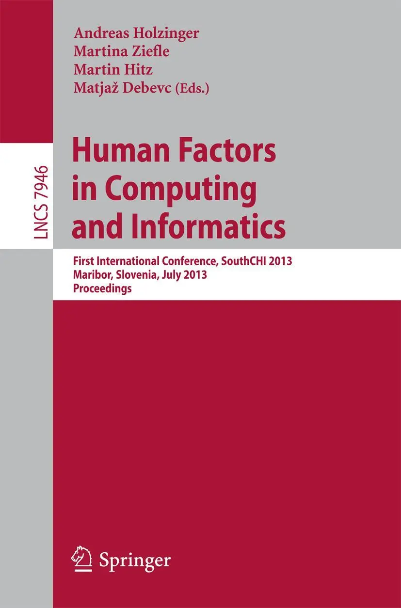 Cover: 9783642390616 | Human Factors in Computing and Informatics | Andreas Holzinger (u. a.)