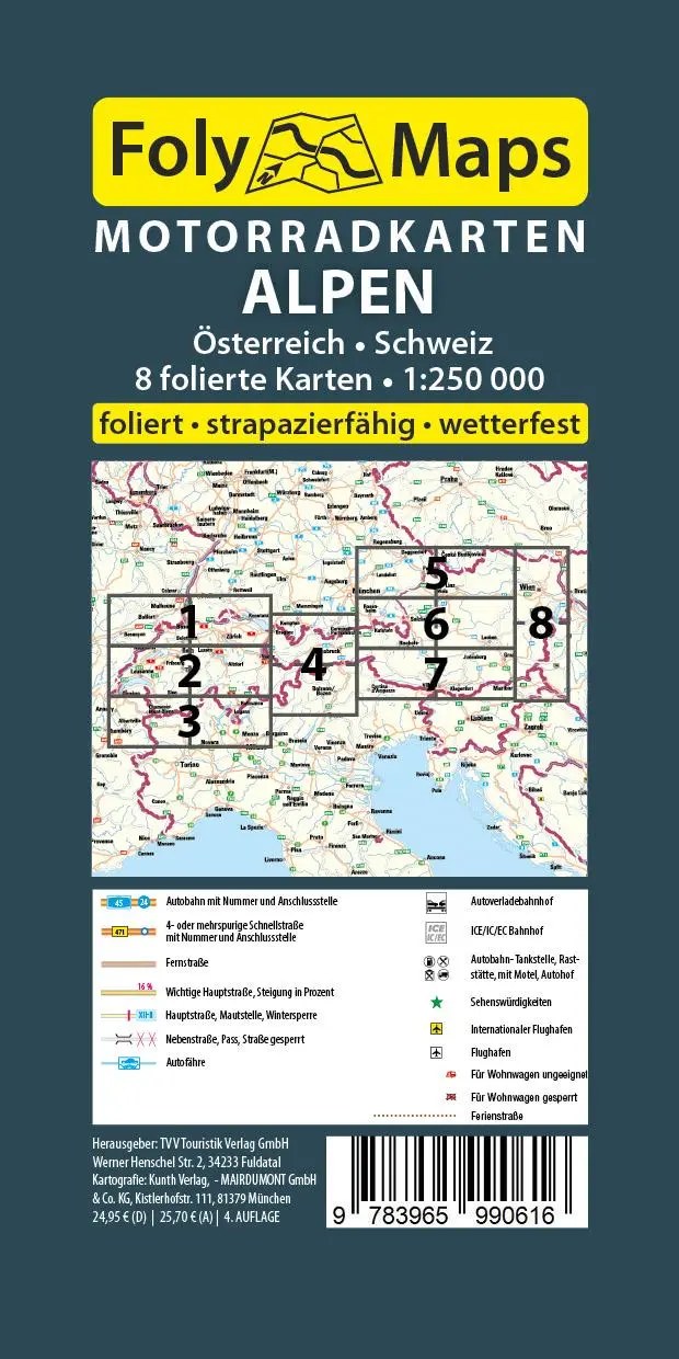 Rückseite: 9783965990616 | FolyMaps Motorradkarten Alpen Österreich Schweiz | (Land-)Karte | 2025