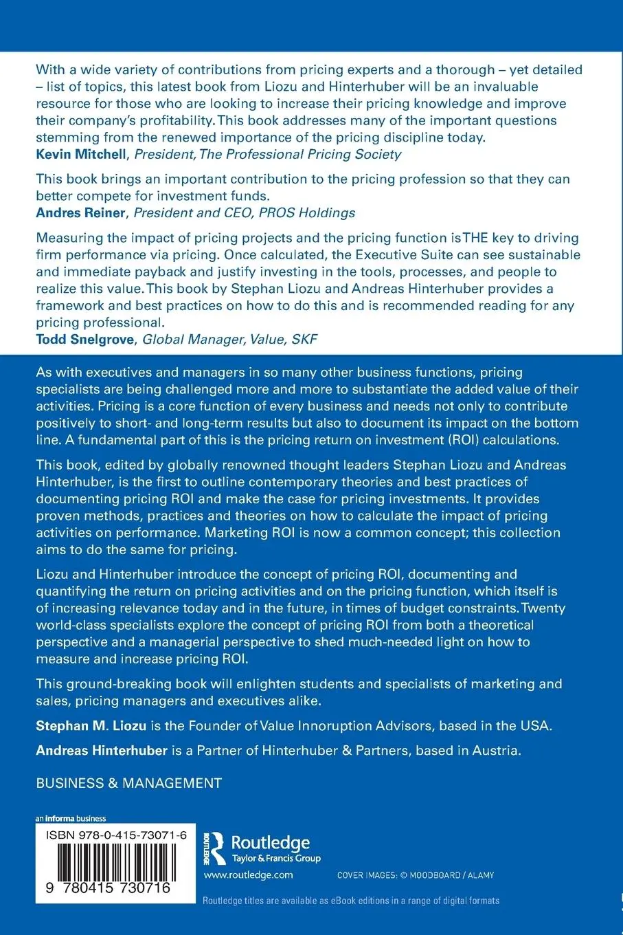 Rückseite: 9780415730716 | The ROI of Pricing | Measuring the Impact and Making the Business Case