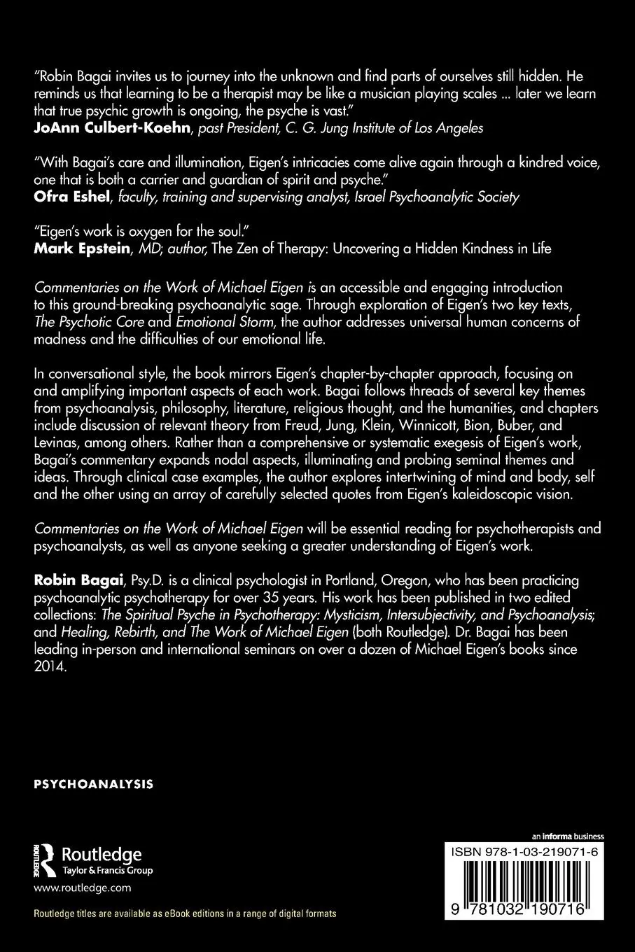 Rückseite: 9781032190716 | Commentaries on the Work of Michael Eigen | Robin Bagai | Taschenbuch