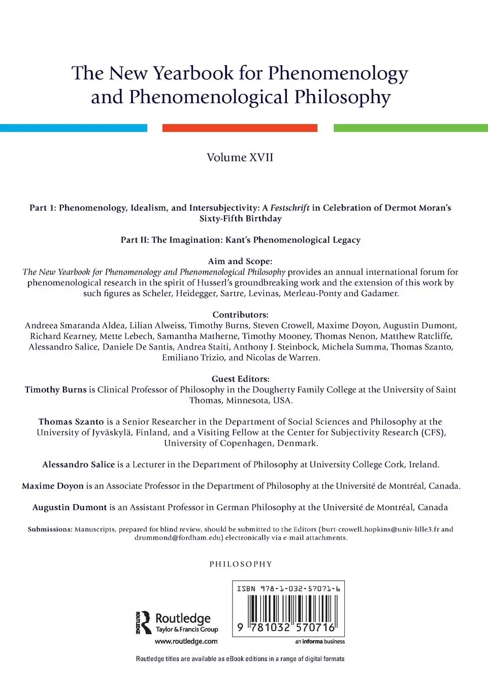 Rückseite: 9781032570716 | The New Yearbook for Phenomenology and Phenomenological Philosophy