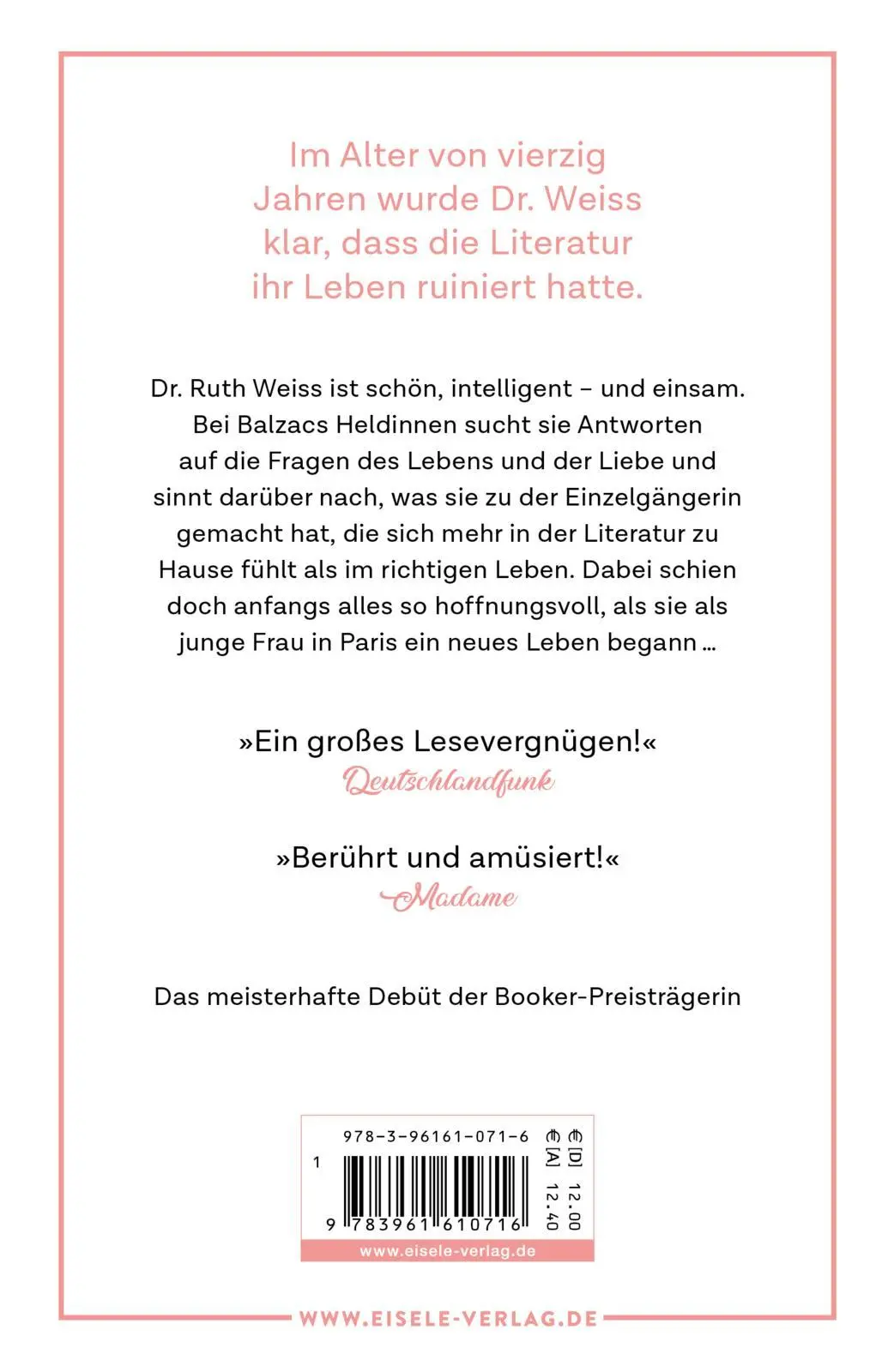Rückseite: 9783961610716 | Ein Start ins Leben | Anita Brookner | Taschenbuch | 256 S. | Deutsch