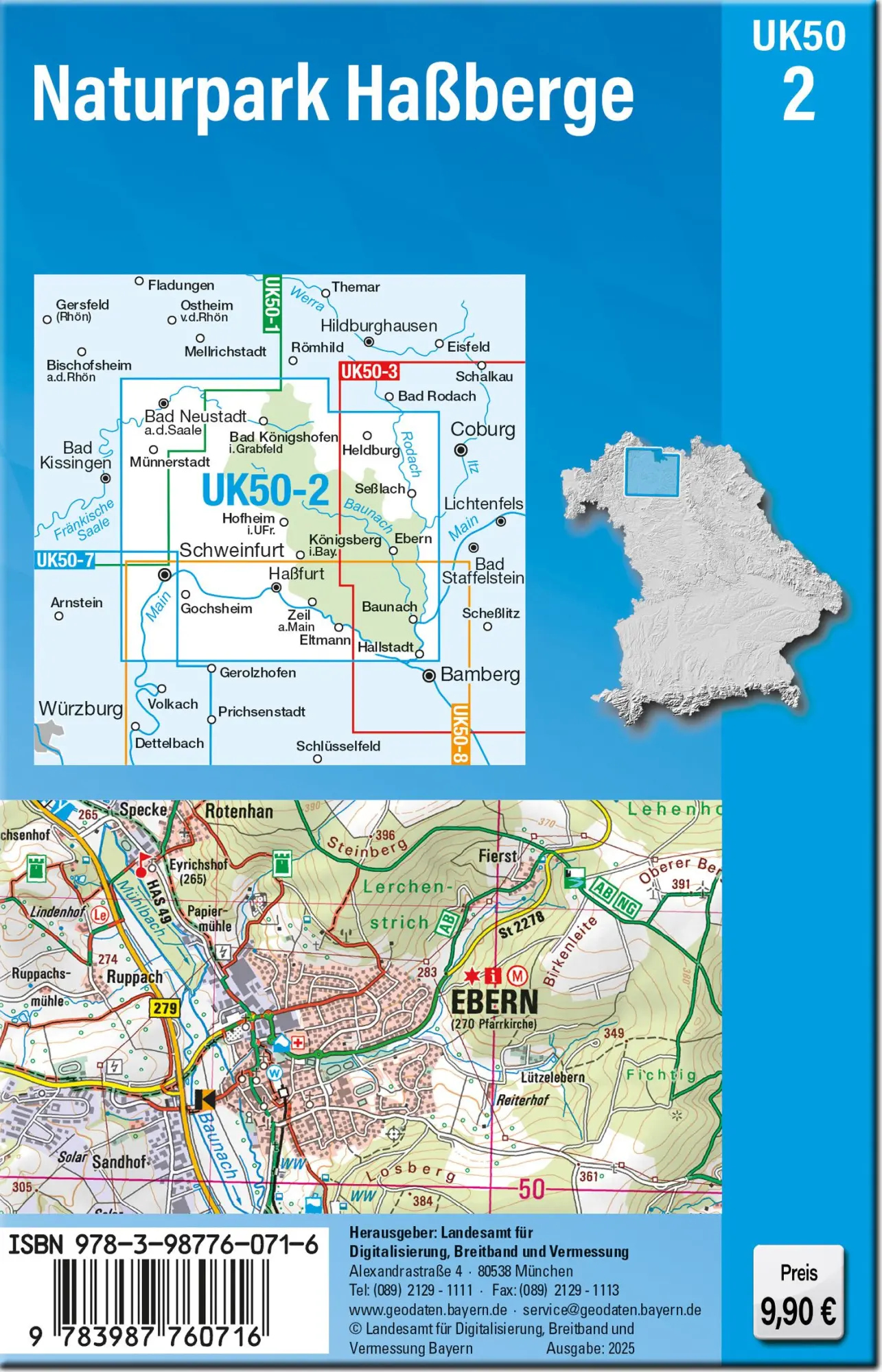 Rückseite: 9783987760716 | UK50-2 Naturpark Haßberge | Digitalisierung | (Land-)Karte | Deutsch