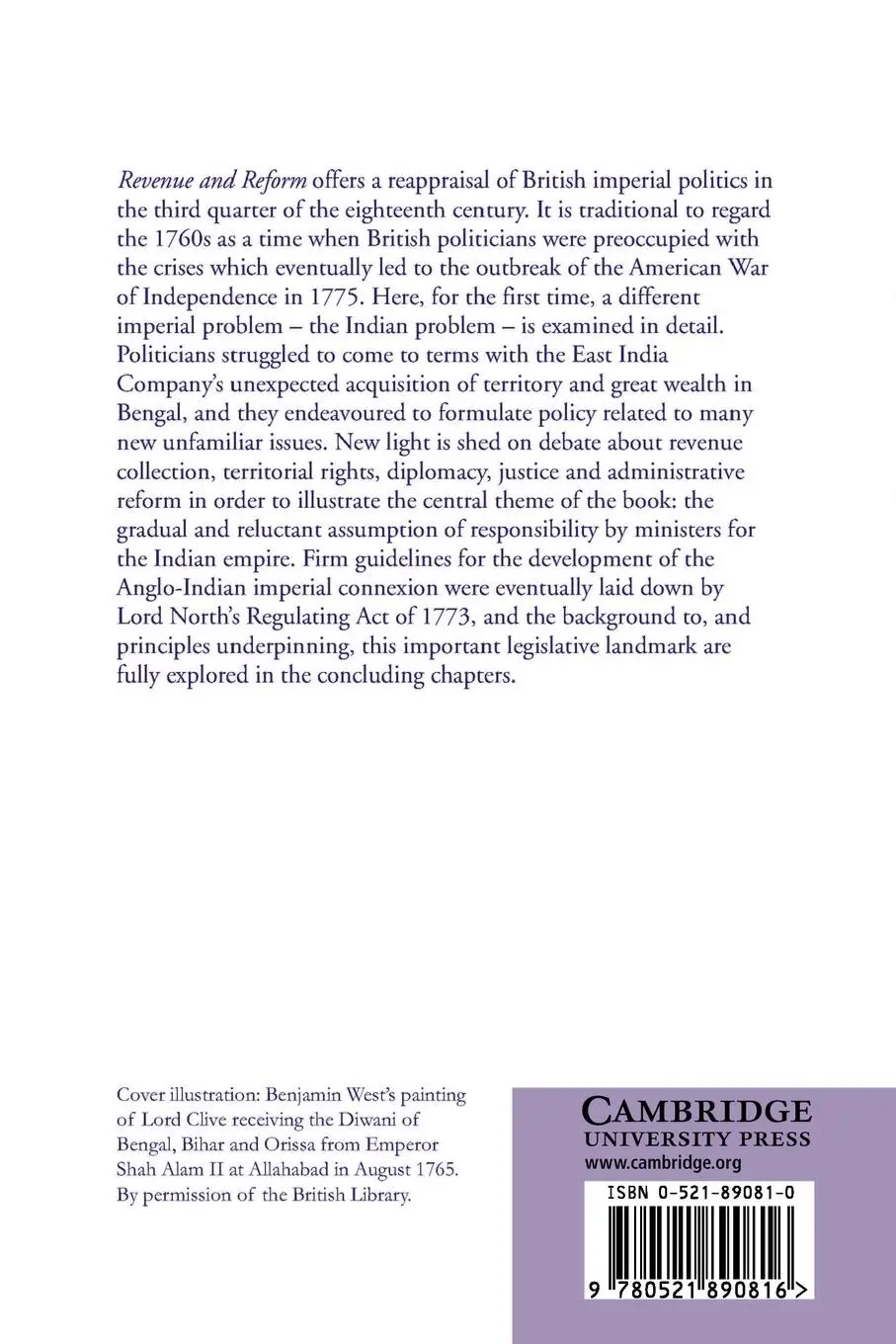 Rückseite: 9780521890816 | Revenue and Reform | The Indian Problem in British Politics 1757 1773