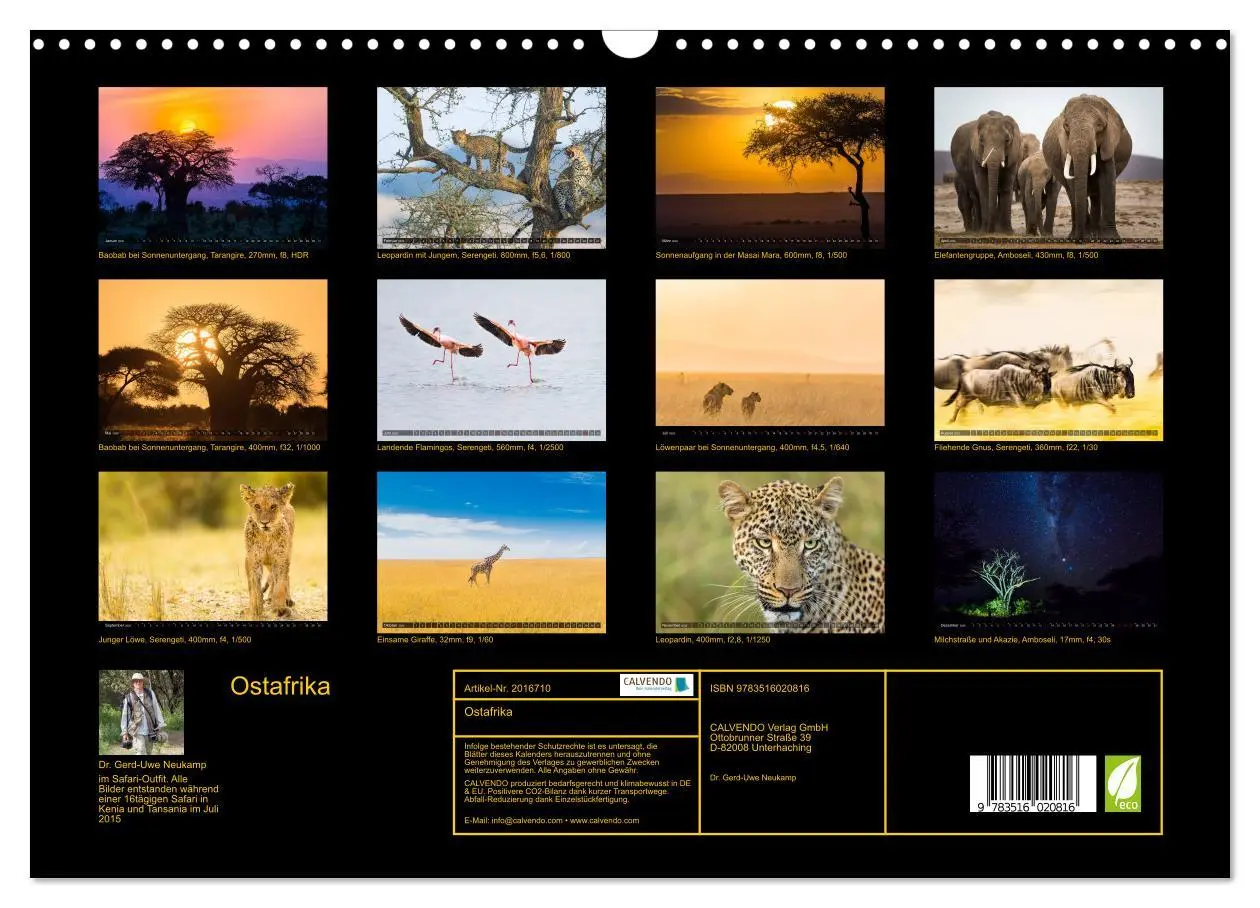 Bild: 9783516020816 | Ostafrika (Wandkalender 2026 DIN A3 quer), CALVENDO Monatskalender