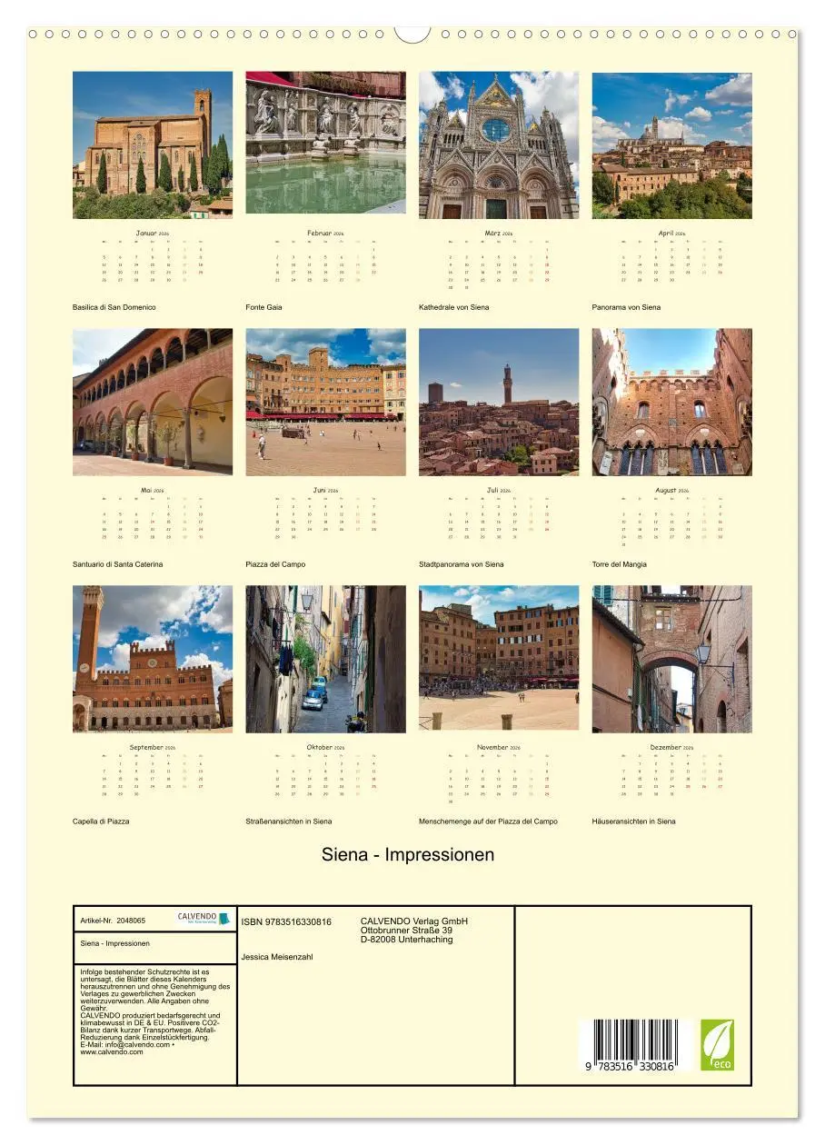 Bild: 9783516330816 | Siena - Impressionen (hochwertiger Premium Wandkalender 2026 DIN A2...