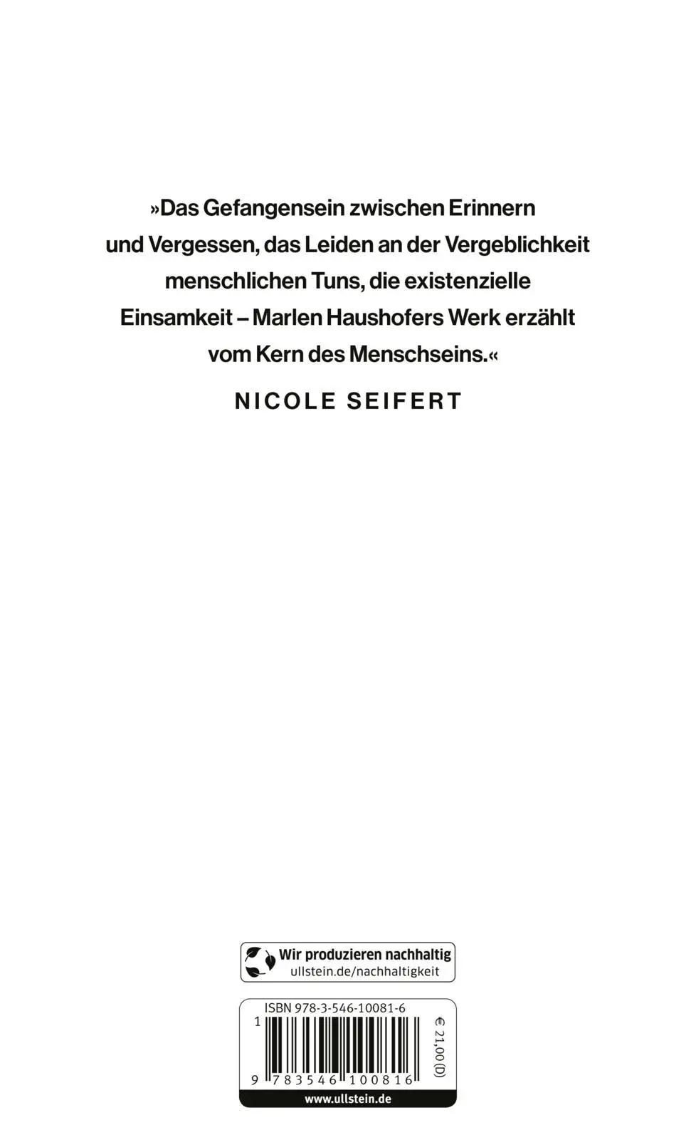 Rückseite: 9783546100816 | Die Mansarde | Marlen Haushofer | Buch | 256 S. | Deutsch | 2023