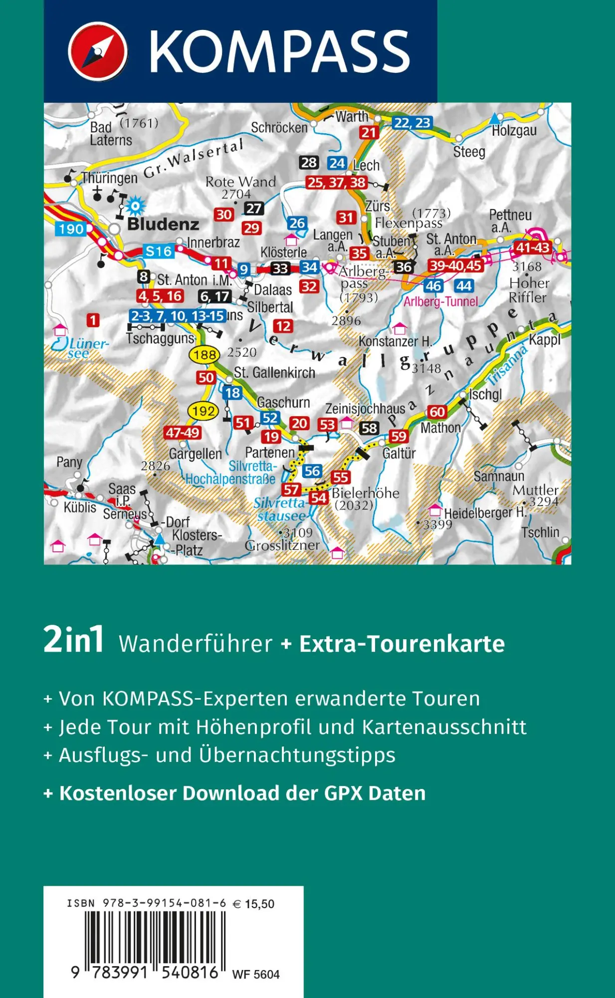 Rückseite: 9783991540816 | KOMPASS Wanderführer Montafon, Arlberg, Silvretta, 60 Touren mit...