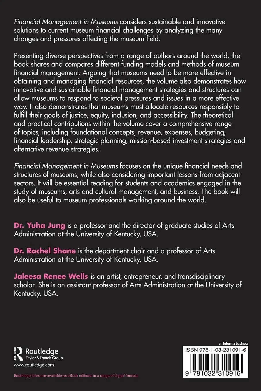 Rückseite: 9781032310916 | Financial Management in Museums | Theory, Practice, and Context | Buch