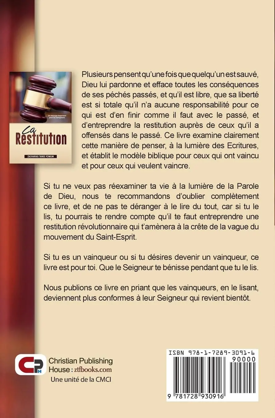 Rückseite: 9781728930916 | La Restitution | Un Message Important Pour Les Vainqueurs | Fomum