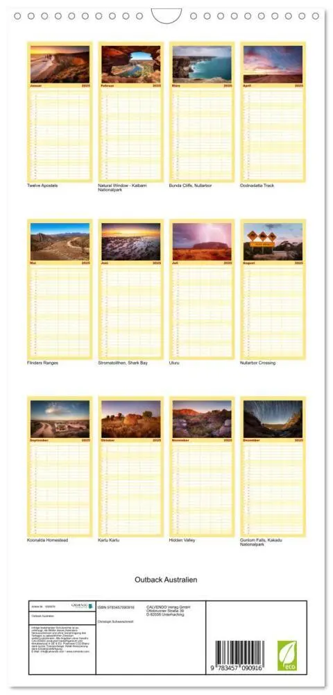 Bild: 9783457090916 | Familienplaner 2025 - Outback Australien mit 5 Spalten...