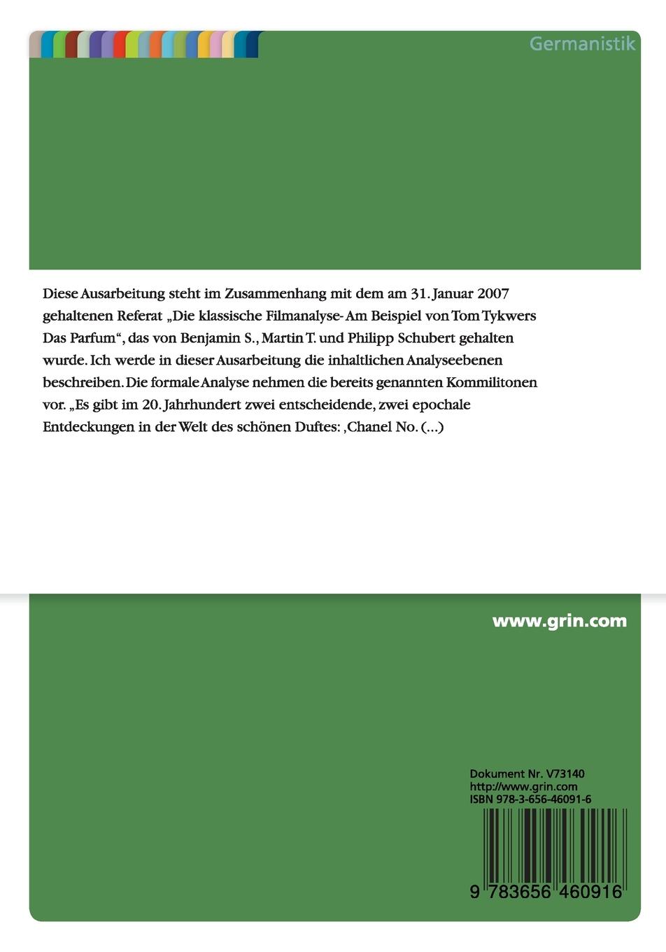 Rückseite: 9783656460916 | Die klassische Filmanalyse. Tom Tykwers 'Das Parfum' | Schubert | Buch