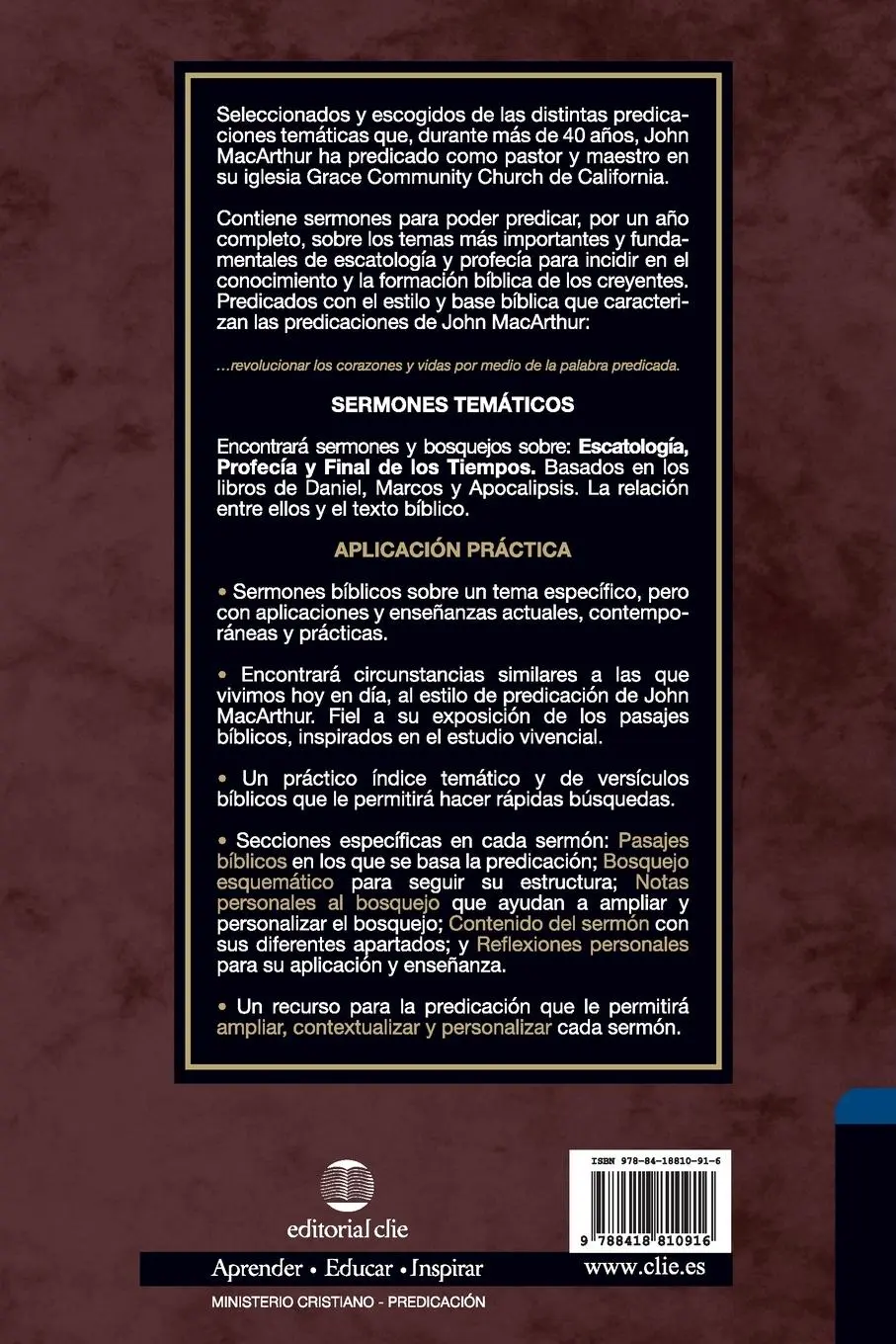 Rückseite: 9788418810916 | Escatología y Profecía | John F. Macarthur | Taschenbuch | Spanisch