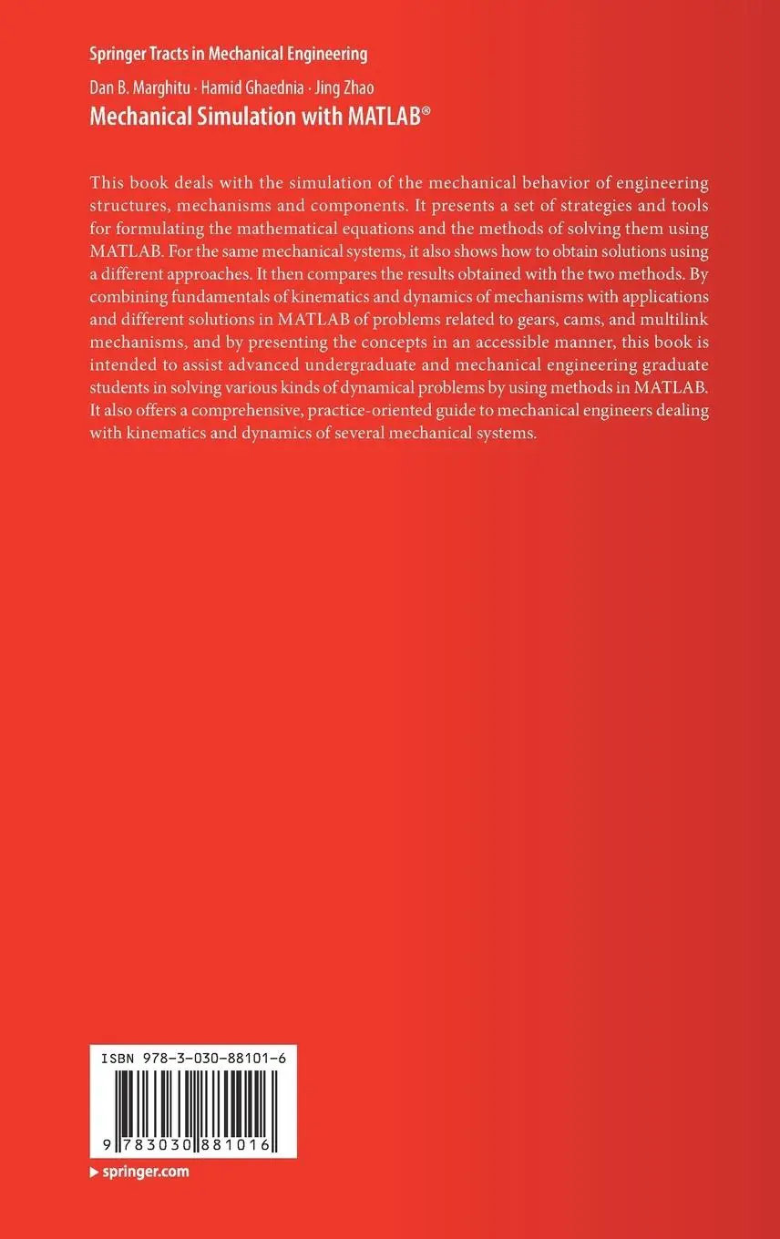 Rückseite: 9783030881016 | Mechanical Simulation with MATLAB® | Dan B. Marghitu (u. a.) | Buch