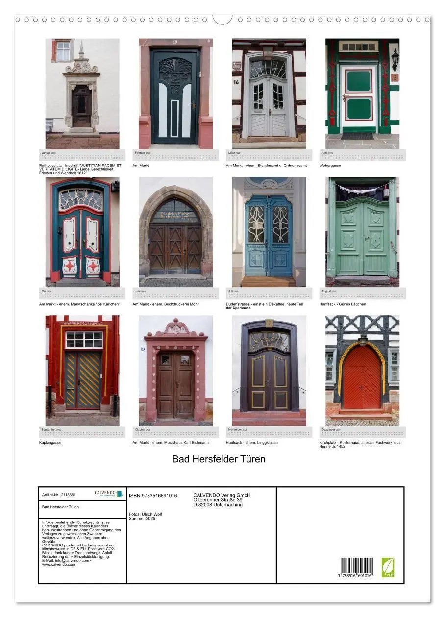 Bild: 9783516691016 | Bad Hersfelder Türen (Wandkalender 2026 DIN A2 hoch), CALVENDO...