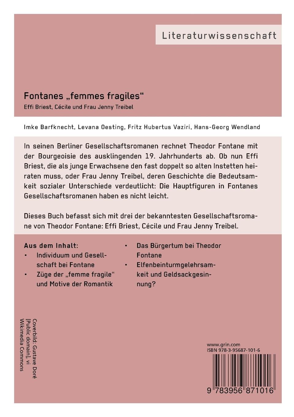Rückseite: 9783956871016 | Fontanes "femmes fragiles": Effi Briest, Cécile und Frau Jenny Treibel
