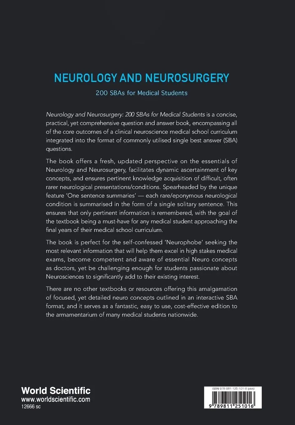 Rückseite: 9789811251016 | NEUROLOGY AND NEUROSURGERY | 200 SBAS FOR MEDICAL STUDENTS | Conor
