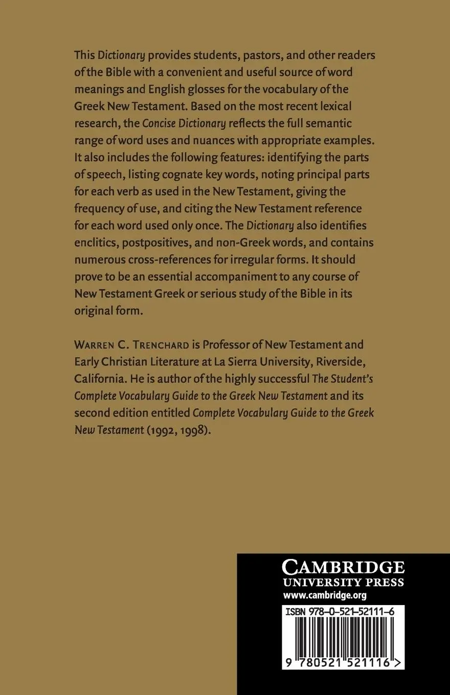 Rückseite: 9780521521116 | A Concise Dictionary of New Testament Greek | Warren C. Trenchard