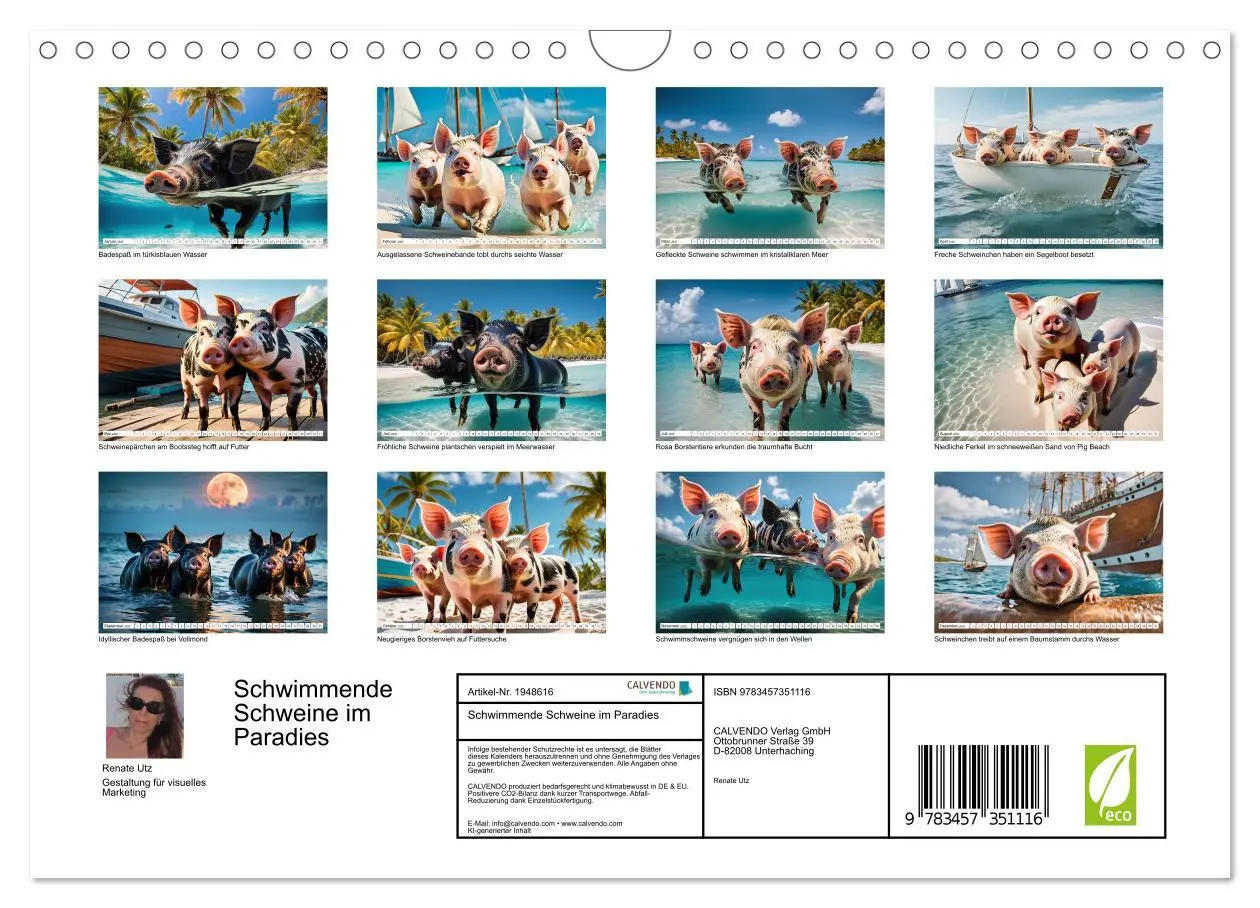 Bild: 9783457351116 | Schwimmende Schweine im Paradies (Wandkalender 2026 DIN A4 quer),...