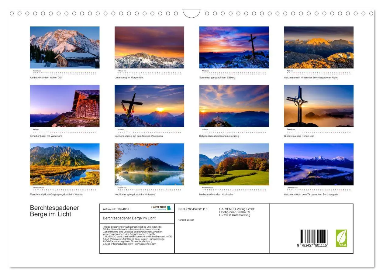 Bild: 9783457801116 | Berchtesgadener Berge im Licht (Wandkalender 2026 DIN A3 quer),...