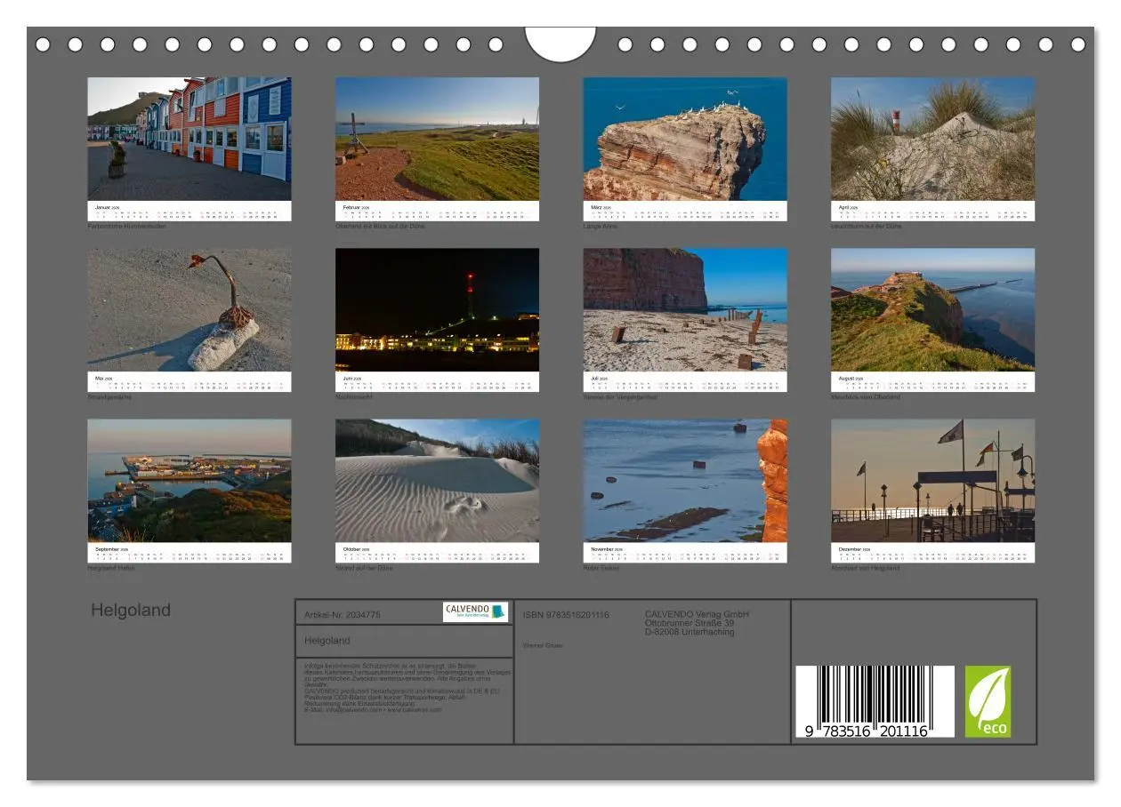 Bild: 9783516201116 | Helgoland (Wandkalender 2026 DIN A4 quer), CALVENDO Monatskalender