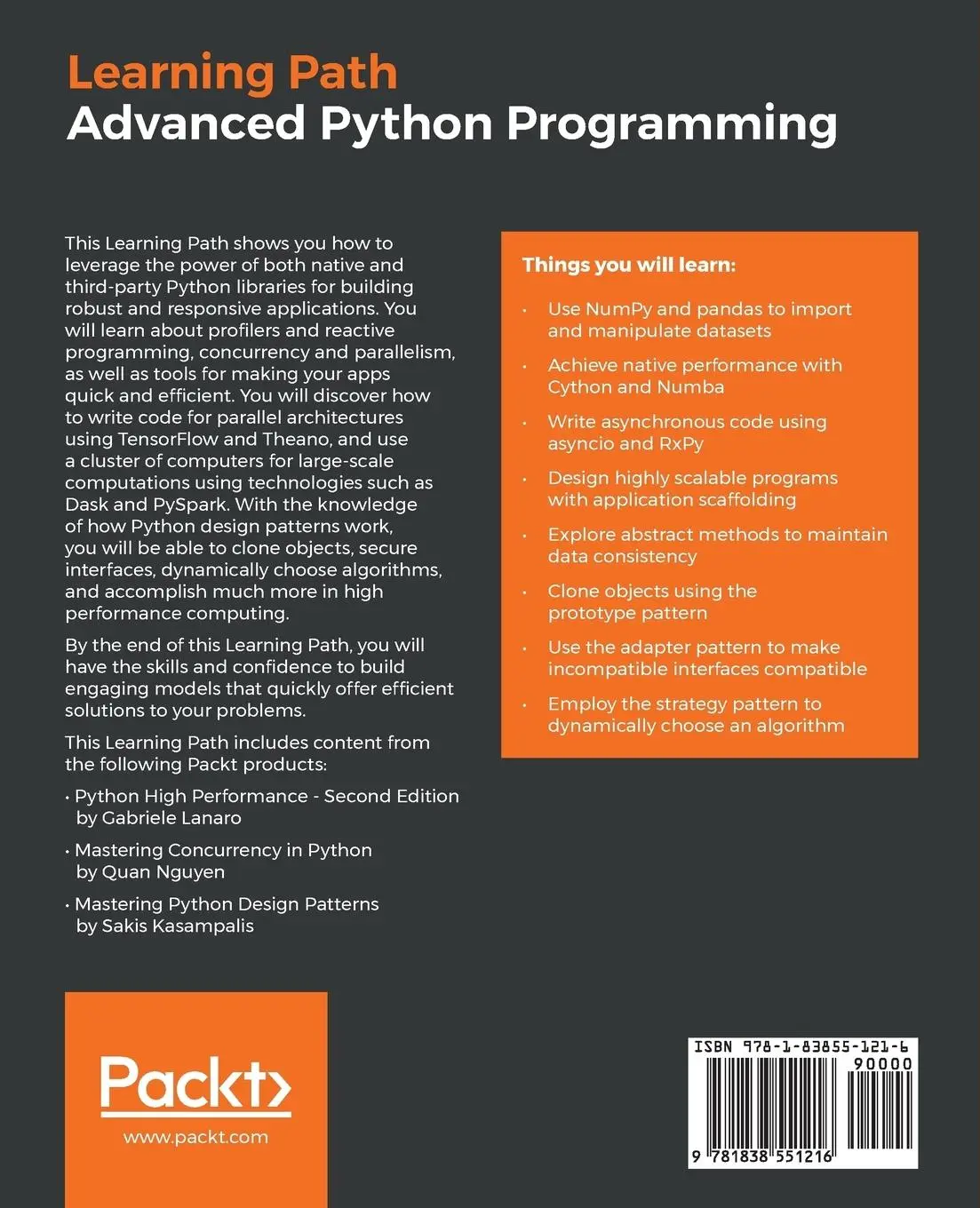 Rückseite: 9781838551216 | Advanced Python Programming | Gabriele Lanaro (u. a.) | Taschenbuch