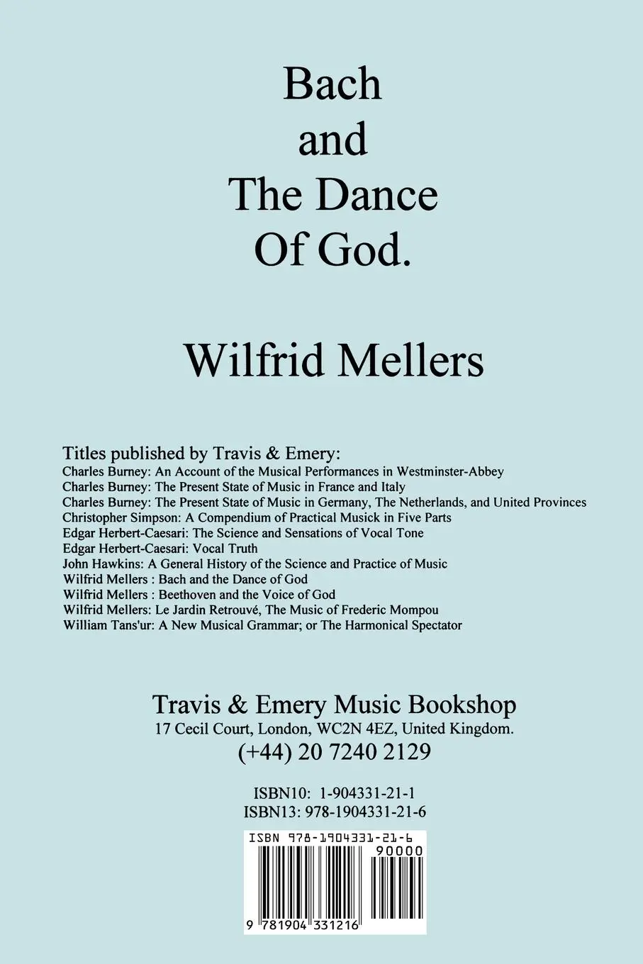 Rückseite: 9781904331216 | Bach and the Dance of God | Wilfrid Mellers | Taschenbuch | Englisch