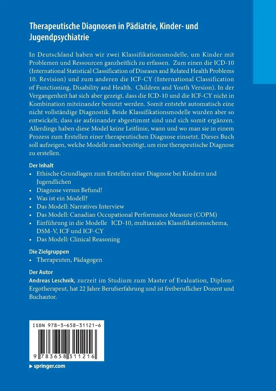 Rückseite: 9783658311216 | Therapeutische Diagnosen in Pädiatrie, Kinder- und Jugendpsychiatrie