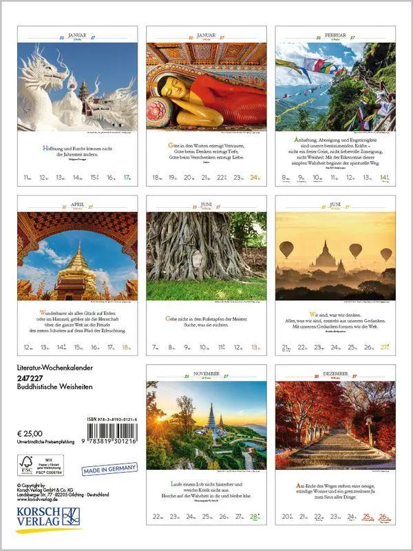 Bild: 9783819301216 | Buddhistische Weisheiten 2027 | Korsch Verlag | Kalender | 54 S.