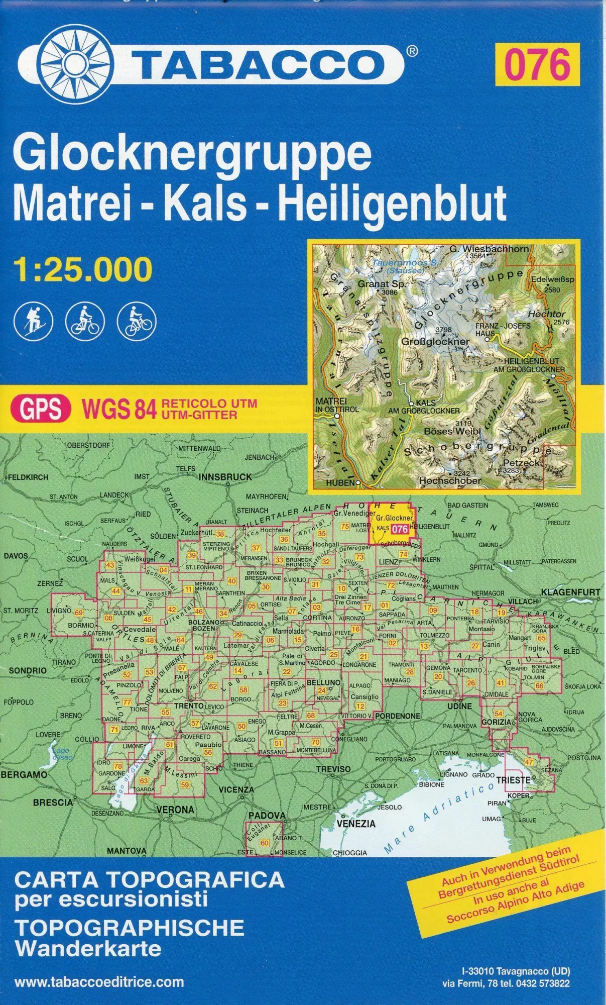 Cover: 9788883151316 | Glocknergruppe 1:25 000 | (Land-)Karte | Tabacco Wanderkarte | 2020