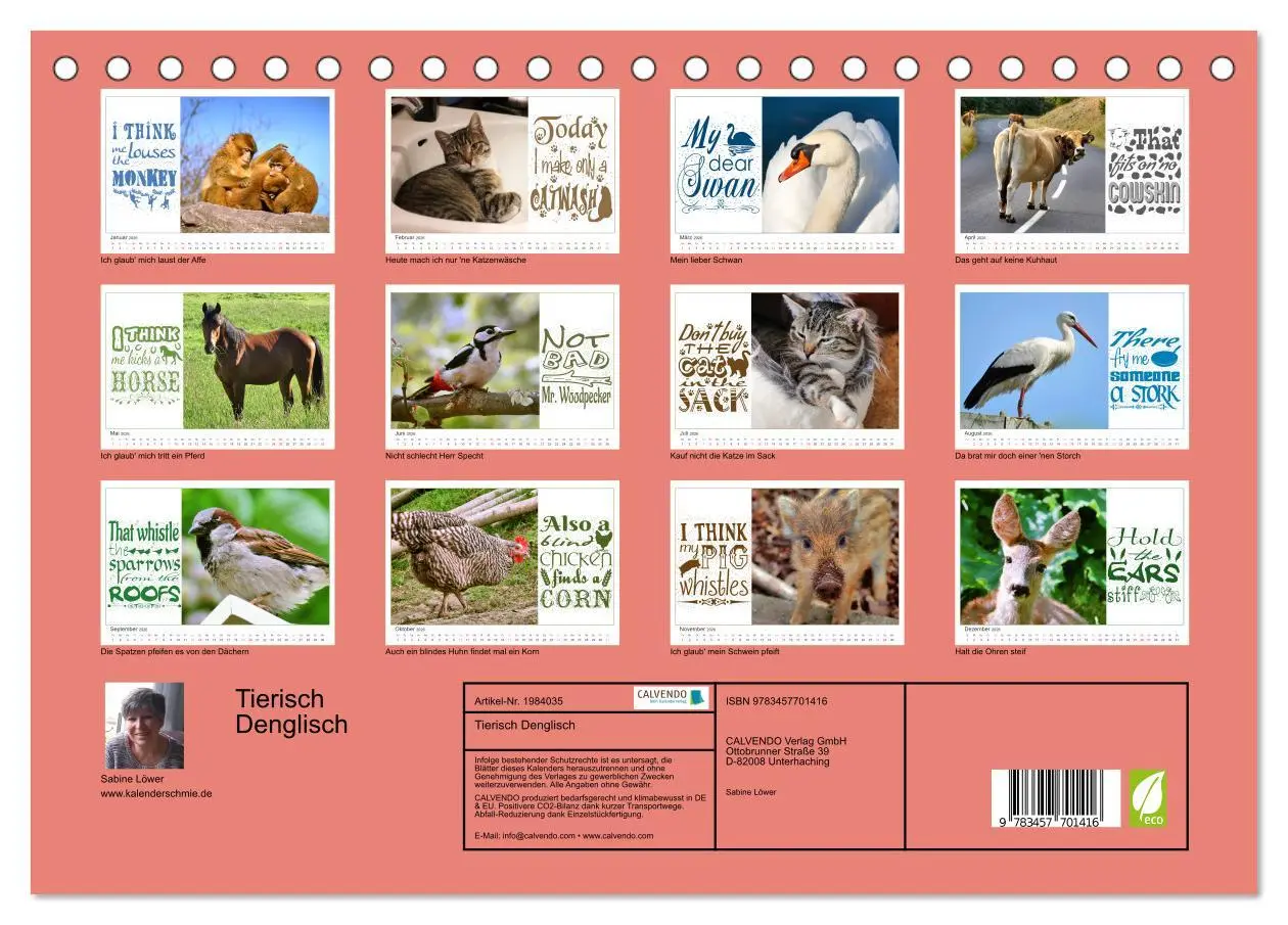 Bild: 9783457701416 | Tierisch Denglisch (Tischkalender 2026 DIN A5 quer), CALVENDO...