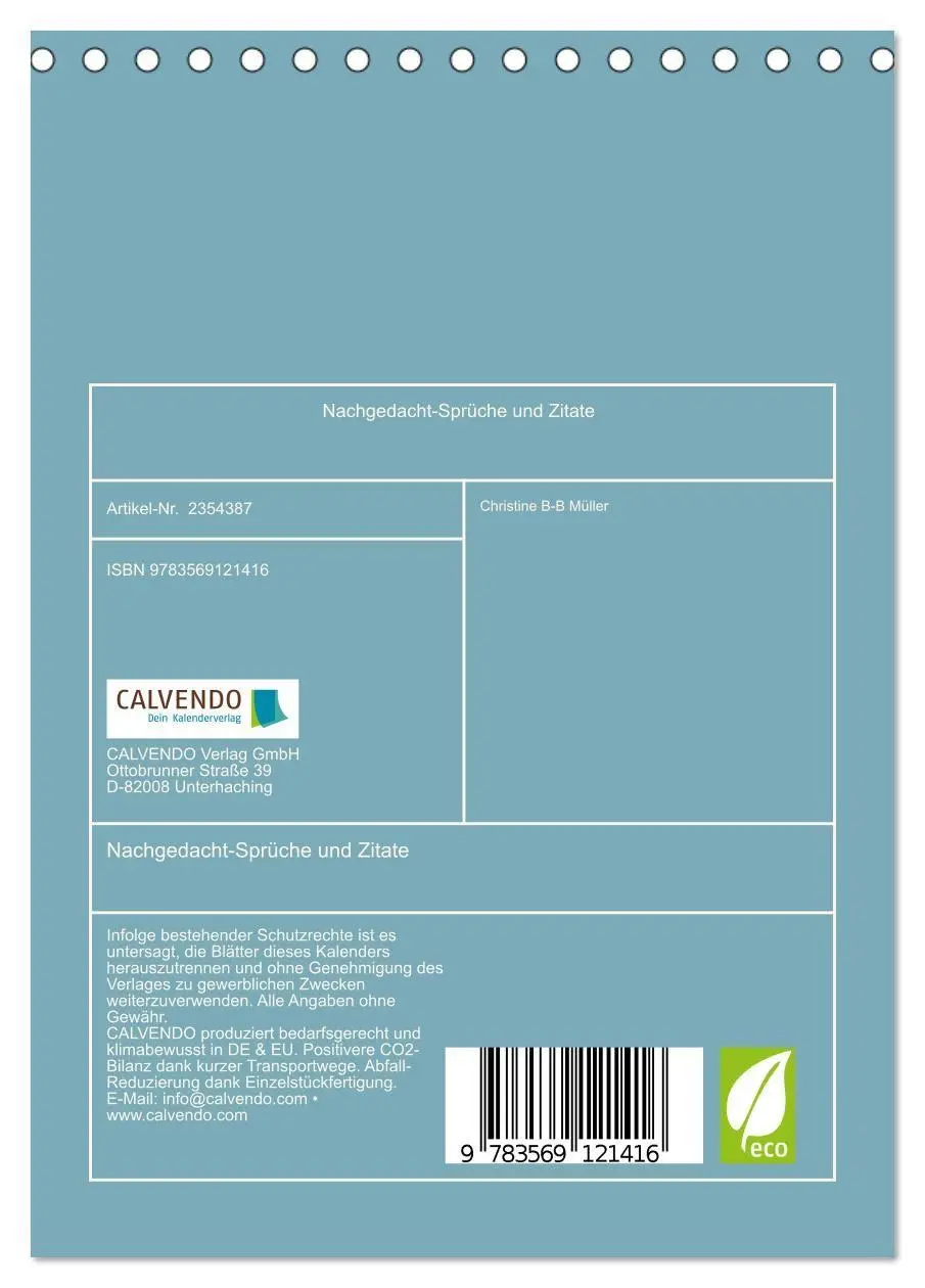 Bild: 9783569121416 | Nachgedacht-Sprüche und Zitate (Tischkalender 2027 DIN A5 hoch),...