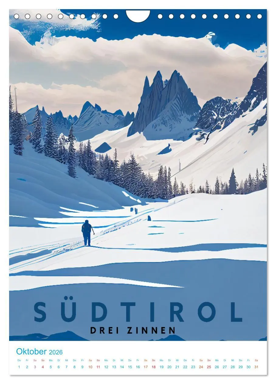 Bild: 9783516331516 | Südtirol - Old School Poster Style (Wandkalender 2026 DIN A4 hoch),...