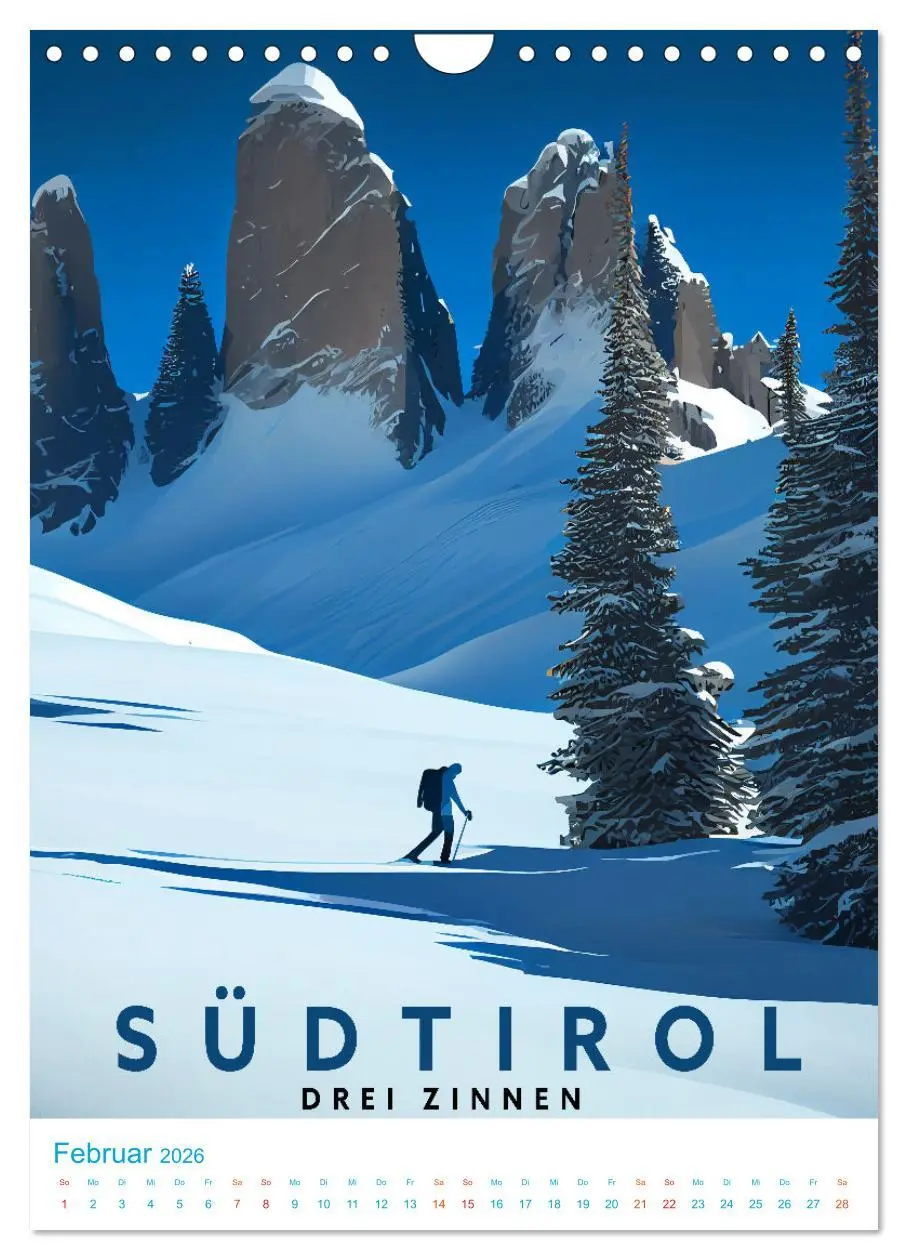 Bild: 9783516331516 | Südtirol - Old School Poster Style (Wandkalender 2026 DIN A4 hoch),...