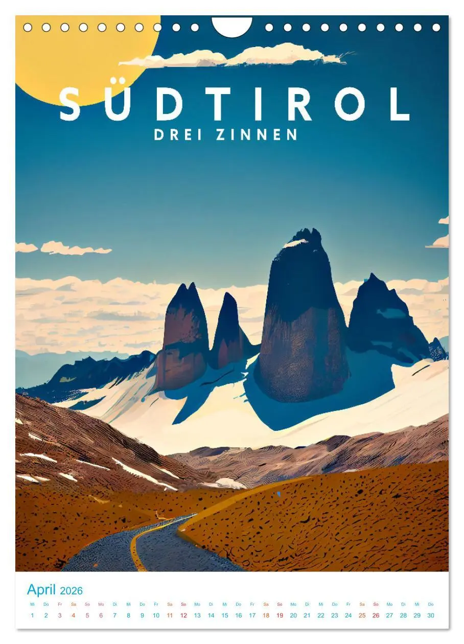 Bild: 9783516331516 | Südtirol - Old School Poster Style (Wandkalender 2026 DIN A4 hoch),...