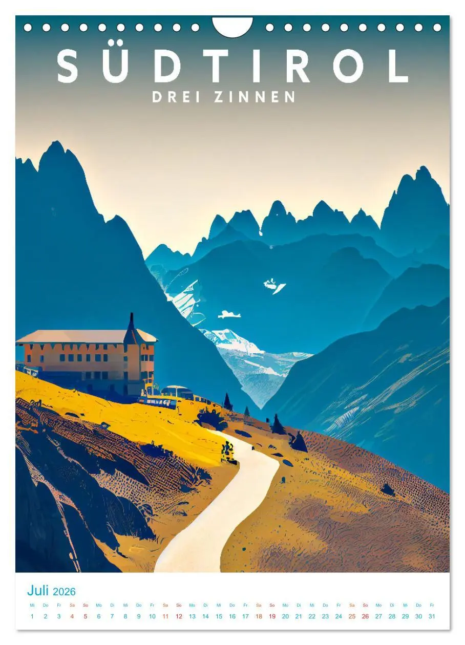 Bild: 9783516331516 | Südtirol - Old School Poster Style (Wandkalender 2026 DIN A4 hoch),...