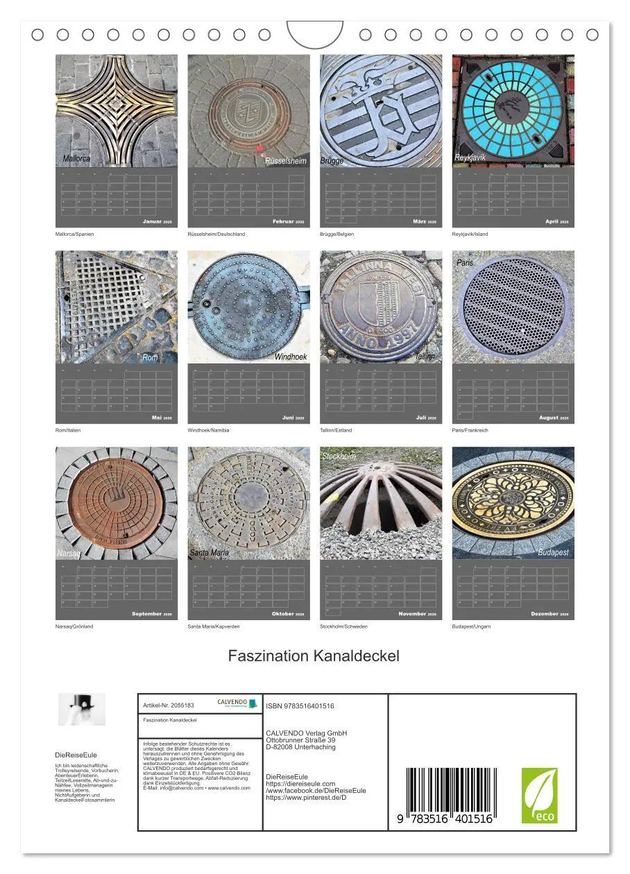 Bild: 9783516401516 | Faszination Kanaldeckel (Wandkalender 2026 DIN A4 hoch), CALVENDO...