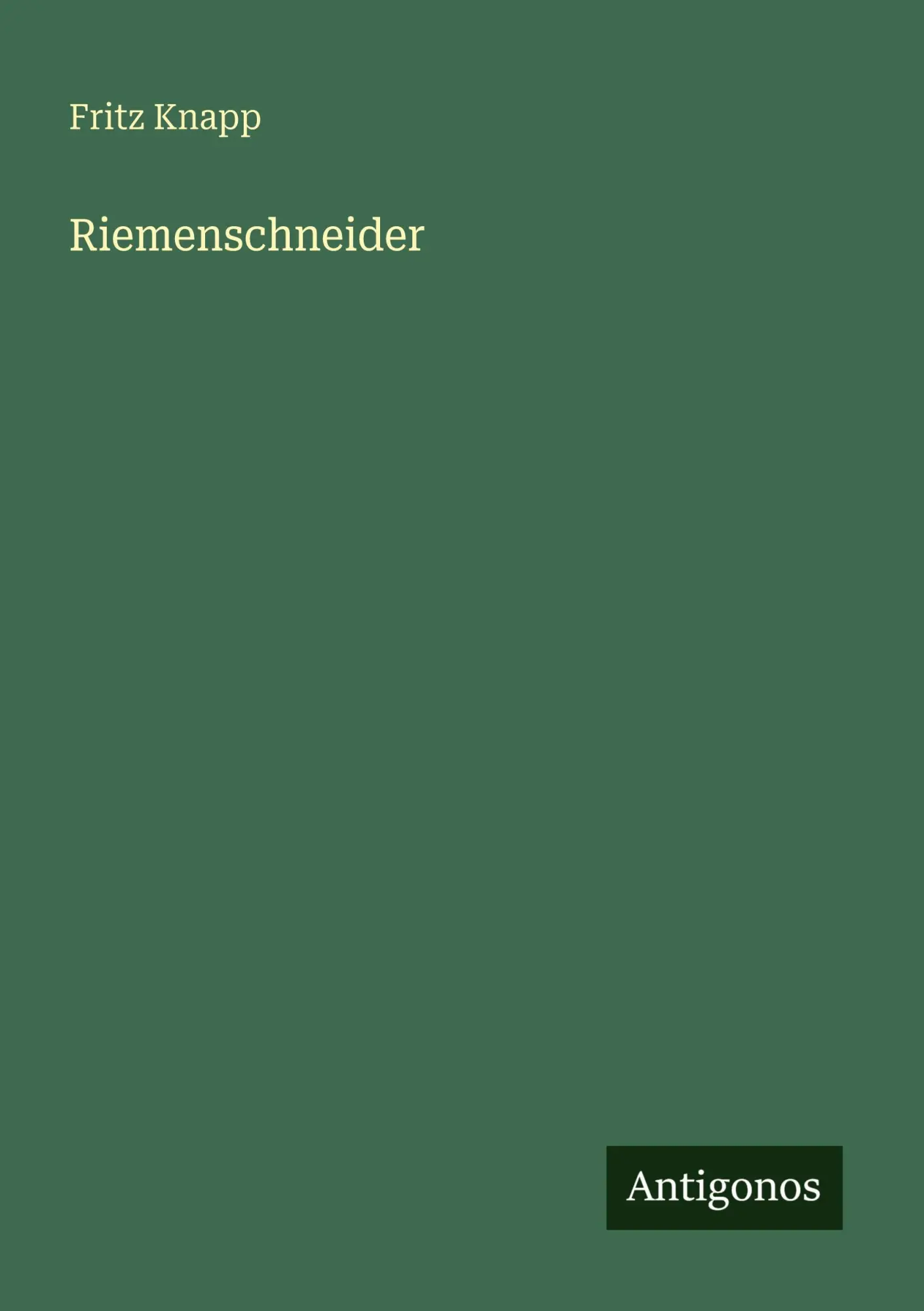 Cover: 9783563931516 | Riemenschneider | Fritz Knapp | Taschenbuch | Deutsch | 2025