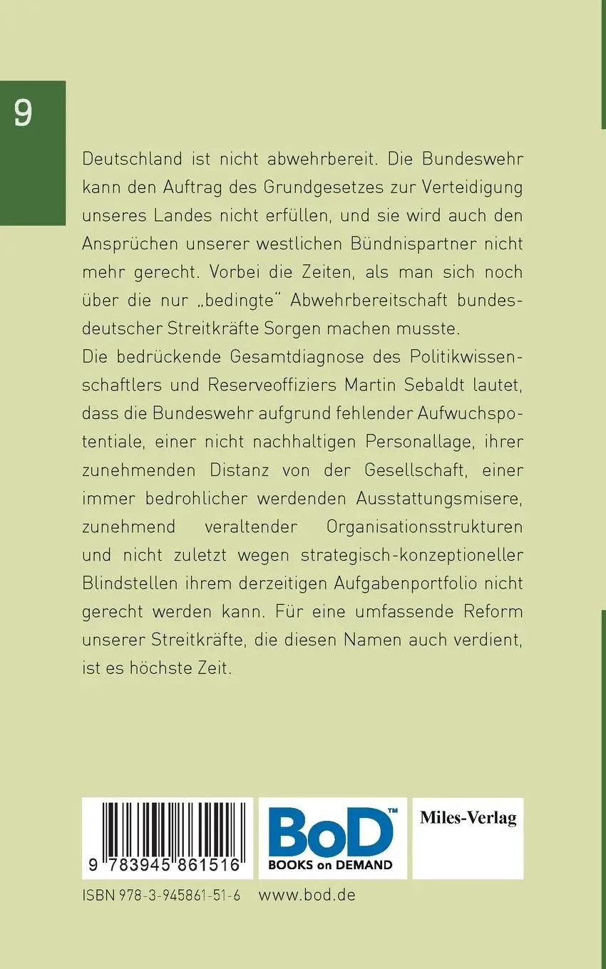 Rückseite: 9783945861516 | Nicht abwehrbereit | Martin Sebaldt | Taschenbuch | 156 S. | Deutsch