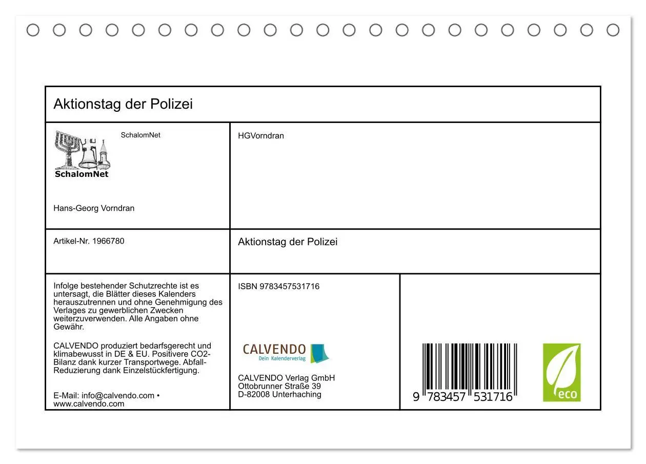 Bild: 9783457531716 | Aktionstag der Polizei (Tischkalender 2026 DIN A5 quer), CALVENDO...