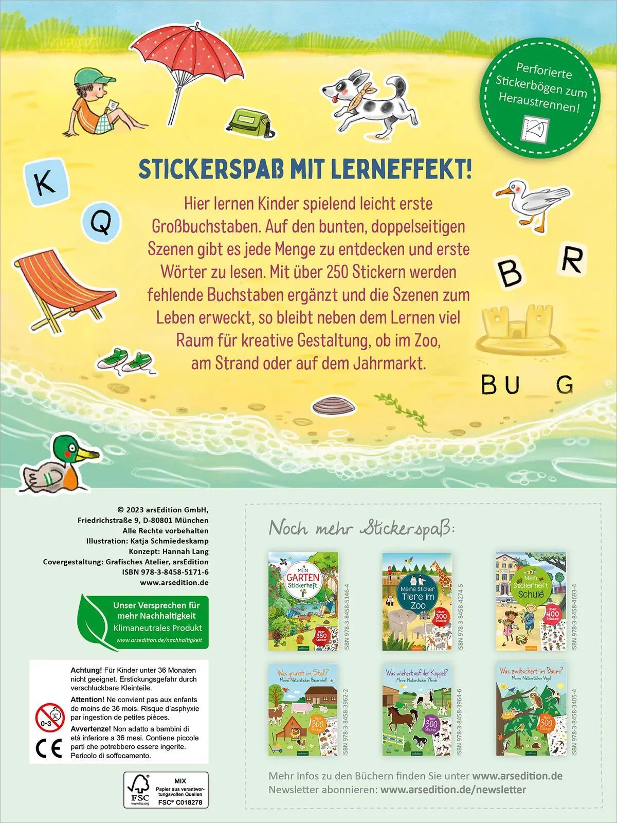 Rückseite: 9783845851716 | Stickern &amp; Lernen - Großbuchstaben | Katja Schmiedeskamp | Taschenbuch